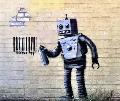 Banksy Graffiti Art Robot Tagging Giclee Canvas Print 12 X16  • $15.99