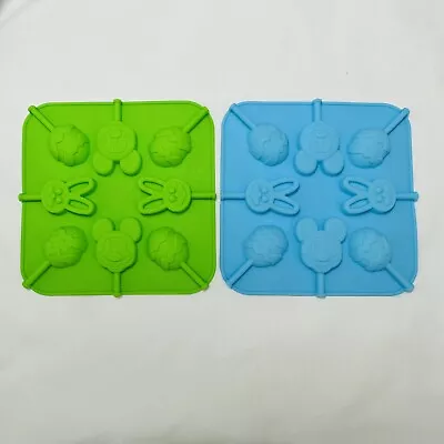 2 Silicone Candy Molds Mickey Mouse Easter Egg Bunny Rabbit Lollipop Suckers Ice • $8.99