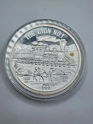 The Lyon NO. 1 V&TRR 2oz Silver Round With Gold Nugget • $134.99