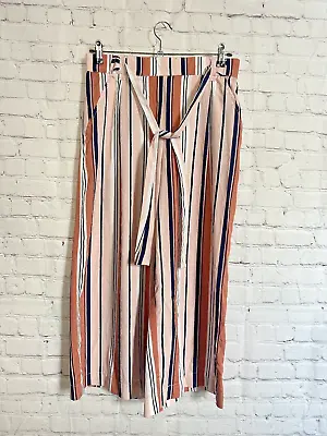 Zara Trafaluc Women's Culotte Size Large Pink Stripe Trousers Cropped  • $13.32