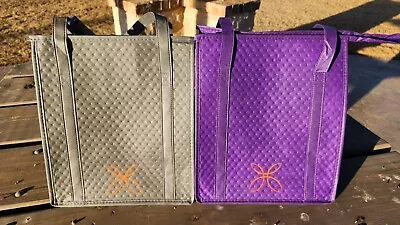 2pcs Insulated Grocery ECO-FRIENDLY Reusable Grocery Bag - 1 Gray & 1 Purple • $11.99