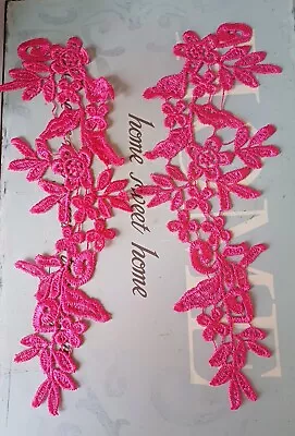  Pair Of Hot Pink Lace Applique 10 X 3 Inch • £2.75