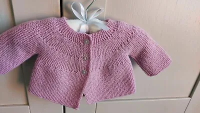 Brand New Hand Knitted Matinee Jacket Size Newborn In Rose 4ply Acrylic/wool • £12.50