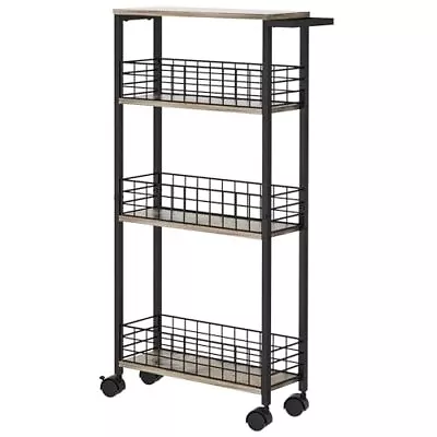 Slim Storage Cart For Small Spaces 4 Tier Mobile Rolling Cart With Wheels Slide • $55.99