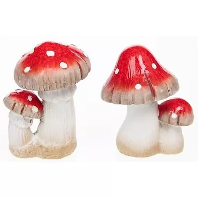 Mushroom Toadstool Ornaments Fairy Glen Indoor Or Outdoor Decorations Set Of Two • £11.99