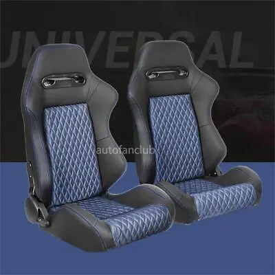 Universal Set Of 2 Bucket Seats Pair Leather Reclinable Racing Seats W/ Sliders • $299.99