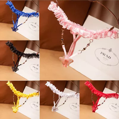 £2.81 • Buy Sexy Thongs Lace Panties Crystal Open Crotch Full Transparent Women's Pantie-DS