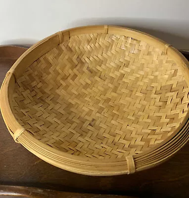Bamboo Woven Wicker Round Snack Decor Baskets Bowl 10” Round 4” Tall • $12
