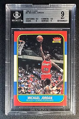 Michael Jordan Bgs 9 1986-87 Fleer Basketball #57 Rookie Card Rc Bulls Hof Mint • $7250