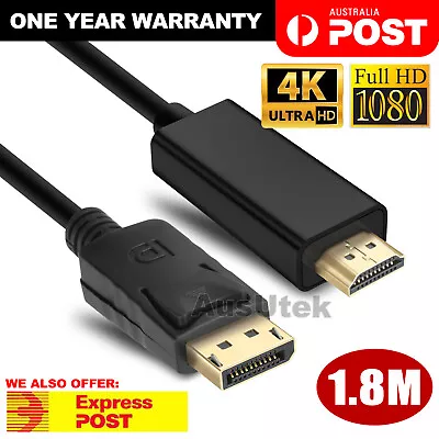 $8.85 • Buy Displayport DP To HDMI Cable Male To Male HD 4K 1080P High Speed Display Port OZ