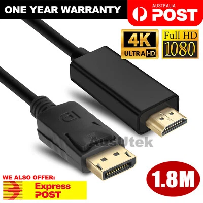$8.85 • Buy Displayport DP To HDMI Cable Male To Male HD 4K 1080P High Speed Display Port OZ