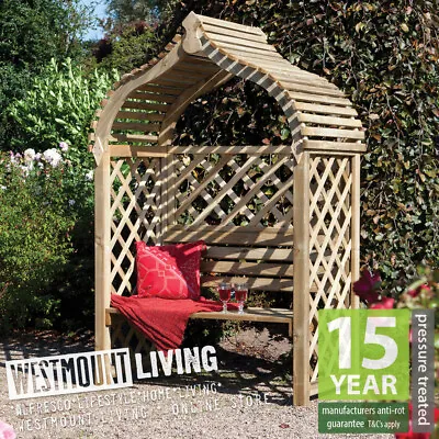 New Curved Wooden Garden Arbour Pergola Bench Seat Pressure Treated Furniture • £318.99