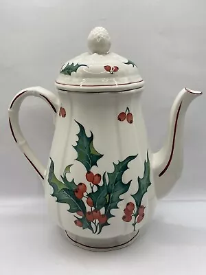 Vtg Villeroy & Boch HOLLY Porcelain 6 Cup Coffee Pot 9” Coffee Pot Christmas • $123