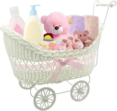 Christmas Gift For Boy & Girl Baby Pram Basket Wicker Hamper Baby Shower Xmas • £13.88