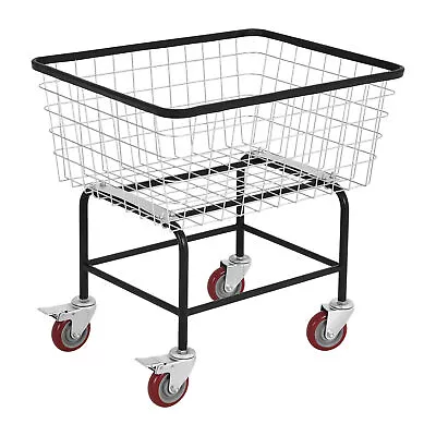 2.5 Bushel 26.7x21.5x11.4'' Wire Laundry Cart Metal Basket Commercial W/ Wheels • $87.74