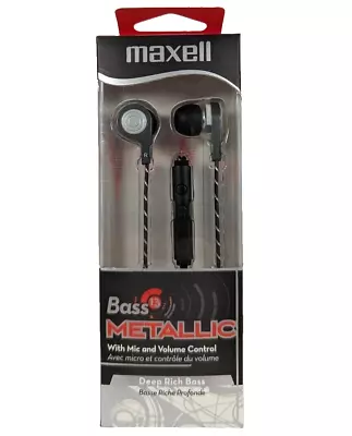 Maxell Bass 13 Metallic Earbuds With Mic & Volume Control Black Deep Rich Bass  • $7.99