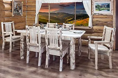 Rustic LOG Dining Room SET 6' TABLE AND 6 CHAIRS  Kitchen Amish Made USA  Pine • $3749