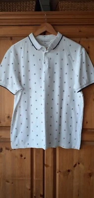 £1 • Buy White Short Sleeve Polo Top With Anchor Motif...Primark...size 2XL