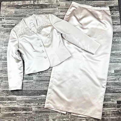 Michaelangelo Ivory 2 Piece Dress Set Womens 12 Dress And Jacket Mother Of Bride • $21.75