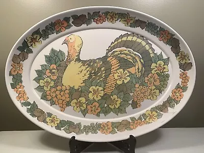 Vintage LARGE Platter Melamine 21  X 15  TURKEY Fall Holiday Serving Platter • $18