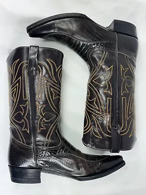 Vtg Siete Leguas Exotic Alligator Belly Bespoke Handmade Kid Leather Cowboy Boot • $325