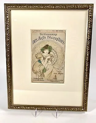Antique Framed DICTIONNAIRE DES ARTS DECORATIFS Magazine Cover Alphonse Mucha • $725