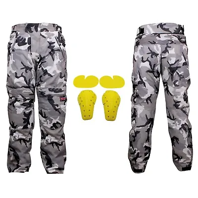 Men's Motorbike Motorcycle Waterproof Cordura Textile Trousers Pants Armour Camo • £39.99