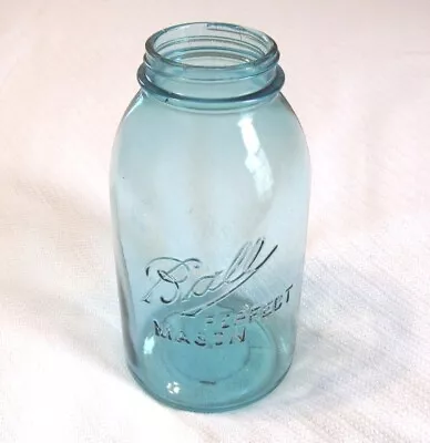 Ball Tapered Blue Glass Perfect Mason 2 Quart Regular Mouth Mason Jar #7 • $20