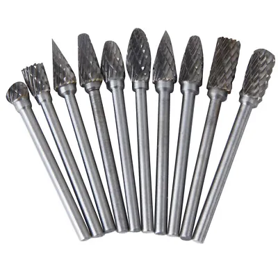 10pcs/set Burr Rotary Tools Tungsten Steel Woodworking Rotary File For Craft • $14.05