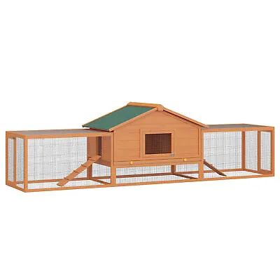 PawHut Rabbit Cage Bunny Hutch Large Wooden Pet House Habitat W/ Ramp Run • £139.99