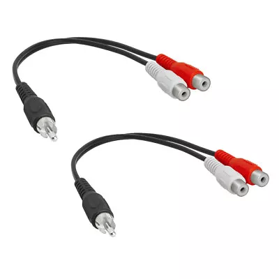 2x Audio Y Adapter 1 RCA Plug To 2 RCA Jacks Extension Splitter • $7.99