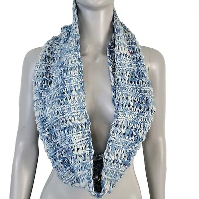 Blue Ombre Cowl Women Men Winter Accessories Infinity Scarf Crochet Knit Spring • $30