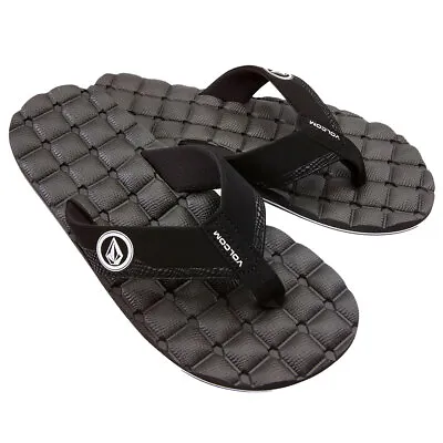 Volcom Men's Recliner Black White Flip Flop Sandals Clothing Apparel Snowboar... • $30.44