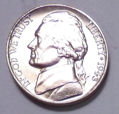 1943 D Jefferson War Silver Nickel From BU UNC Roll - FREE SHIPPING • $9.60