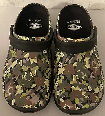 Merrell Encore Service Pro Clogs-Womens Size 8-Olive(Floral/Camo Design-Non Slip • $55.99