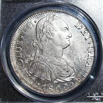 Peru: Charles IV 8 Reales 1802 LM-IJ AU58 PCGS • $874.10