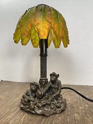Resin Monkey Chimpanzees Lamp Coconut Palm Tree 12-1/2 H X 6-1/4 D In. • $82.01