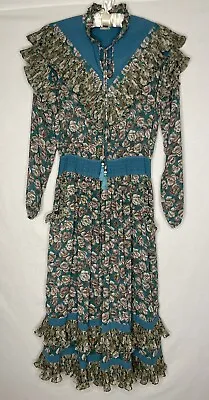 Vintage Diane Fres Georgette Dress~Ruffles~Pockets~Small • $99.99