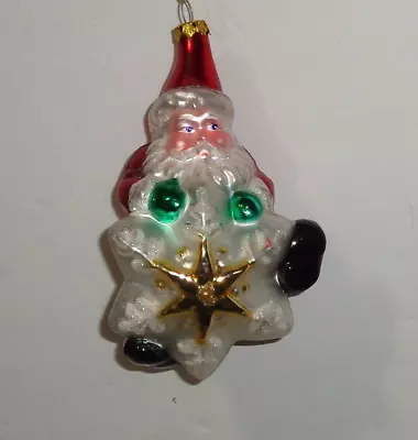 Vintage BK Brass Key Santa On A Star Ornament Mercury Glass 5  • $8.99