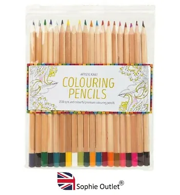 20 X PREMIUM COLOURING PENCILS PACK Set For Sketching Assorted Colours Gift UK • £3.50