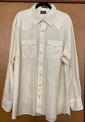 Vintage Stockman Cowboy Western Dress Shirt Pearl Snap Long Sleeve Yellow • $9.99