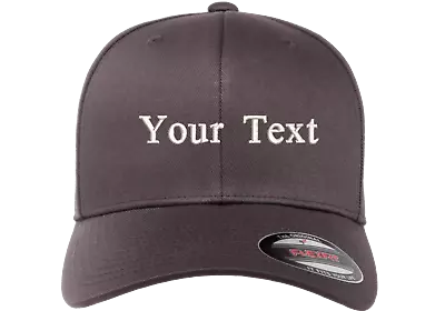 CUSTOMIZABLE ADD YOUR TEXT Embroidered FLEXFIT Original Fitted Hat 6277 Blank 3 • $23.99