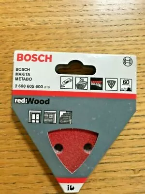 Bosch Sanding Pad Sheet (pack Of 5) 93 Mm. 60 Grit 2608605600 Wood Makita Metabo • £6.75