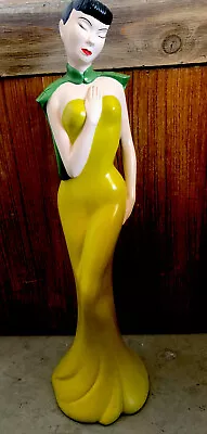 Mid Century Asian Figurine Lady Statue Tiki Large Hand Painted Ceramic Mold • $95