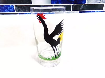 Vintage Black Farm Chicken Drinking Glass 8 Oz • $9.99