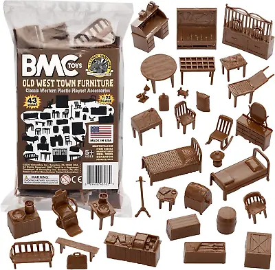 BMC Classic Marx Western Town Furniture 42pc Plastic Cowboy Playset Accessories • $26.29