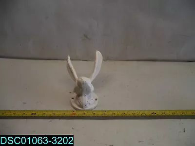 Rabbit Ears Hare Wall Hook Cast Iron Coat Towel Cap Leash Hanger Antique White • $24.94