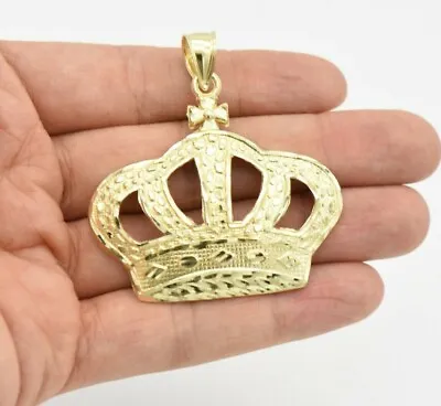 2 1/4  Diamond-Cut Nugget Crown Pendant Real 10K Solid Yellow Gold • $626.99