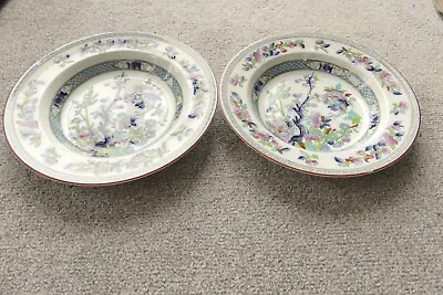 2 X Indian Tree 10½  Deep Plates/Bowls - Opaque China By S Hancock And Sons • £17