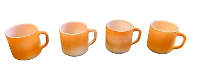 Federal Orange Coffee Cups Vintage Glass Mug Set White Inside / Bottom • $19.99